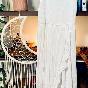 White strap maxi dress with hip thigh split